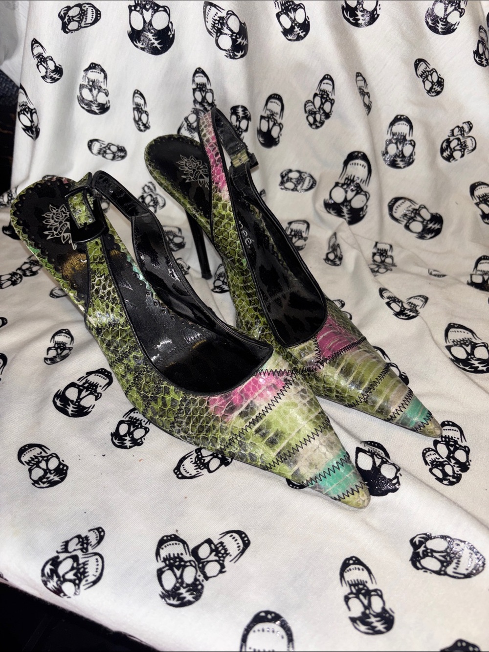 J.Renee Green Multi-Print Pointed Toe Slingback Heels